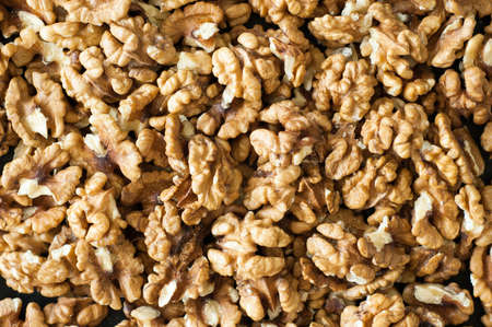 walnuts on the black background.