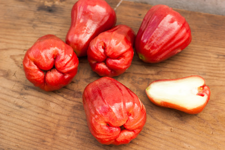 Fresh ripe red Cashew fruit .