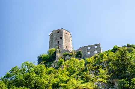 Ruin of old castle in Pocitelj, Bosnia and Herzegovina.の写真素材