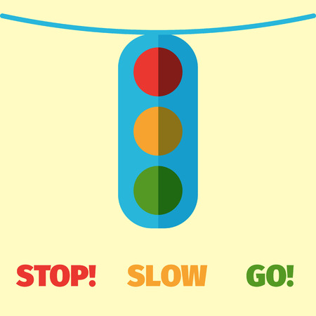 Flat style traffic light icon. Traffic light day card. Stylized image of traffic light.のイラスト素材