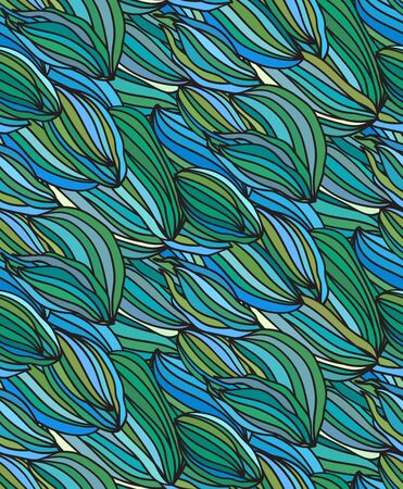 Beautiful hand drawn seamless background with waves and curls.のイラスト素材