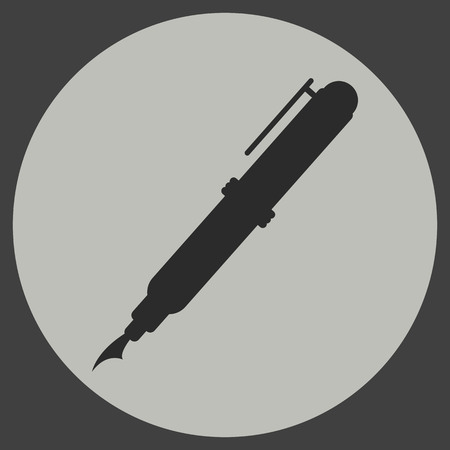 Simple grey icon of fountain pen silhouette.のイラスト素材