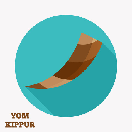 Flat icon of brown horn(shofar), rosh hashanah symbolの写真素材