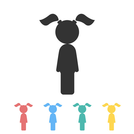 Little girl icon in different colors. Vector image.の写真素材