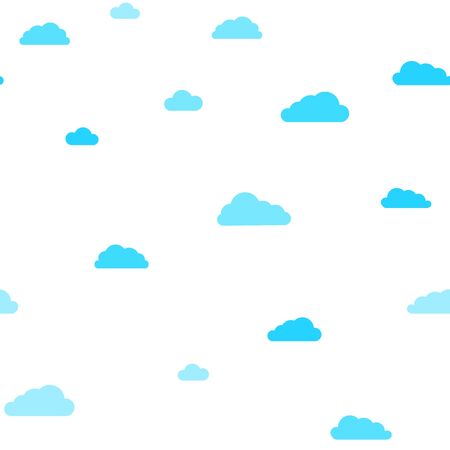 Blue clouds on white sky seamless vector pattern.のイラスト素材
