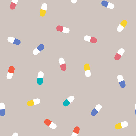 Vector seamless pattern with colorful pills.のイラスト素材