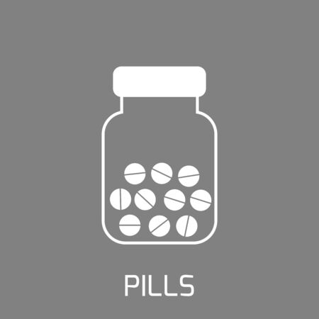 Stylized bottle with white tablets.のイラスト素材