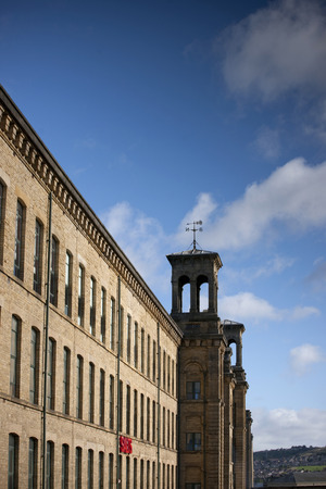 View of Salt's logo on Salts Mill, in Saltaire, Bradford, West Yorkshire. October, 2013のeditorial素材