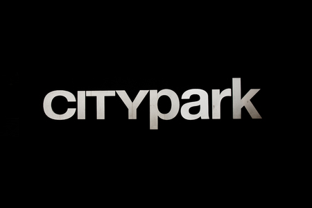 Citypark text and signage with black background