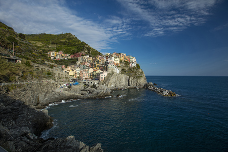 A view of the Cinque Terre village Manarola in La Spezia, Liguria, Italy - 16th May 2016の写真素材