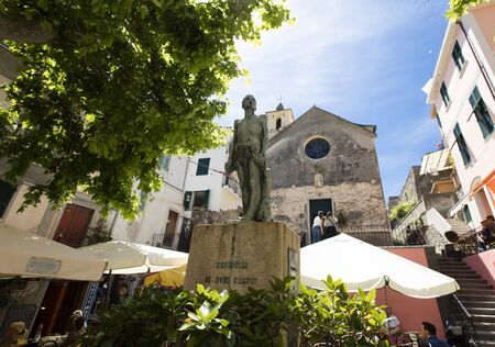 Monument and Statue outside the Chapel of Saint Catherine in Corniglia, La Spezia, Liguria, Italy - 21st May 2016のeditorial素材
