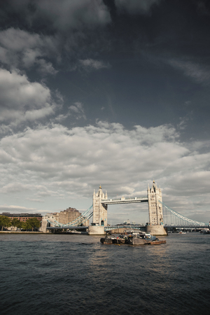 Tower Bridge on the River Thames with a vintage photography look - London, UK - September 2013のeditorial素材