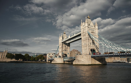Tower Bridge on the River Thames with a vintage photography look - London, UK - September 2013のeditorial素材