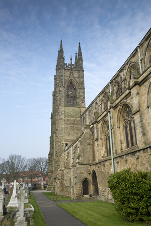 The south side and south tower of Bridlington Priory, Bridlington, East Riding, Yorkshire, UK - March 2014のeditorial素材