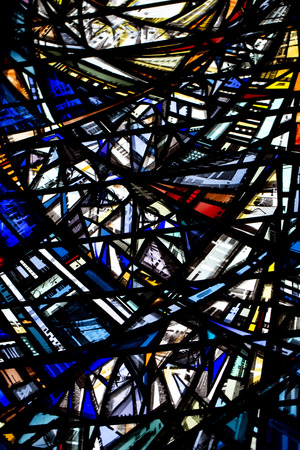Modern stained glass window in Beverely Minster, Beverley, East Riding of Yorkshire, UK - March 2014のeditorial素材