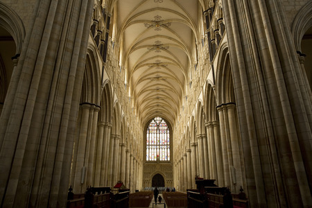 View of the Nave of Beverely Minster from the choir, Beverley, East Riding of Yorkshire, UK - March 2014のeditorial素材