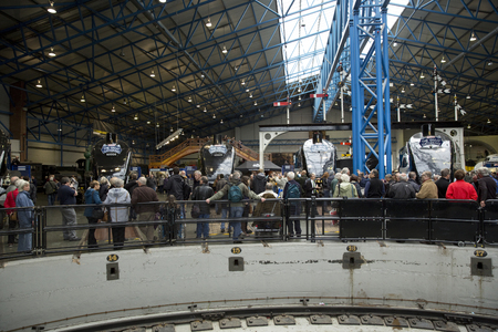 Line up of A4 Steam Locomotives at the Great Gathering held at the National Railway Museum, York, UK - November 2013のeditorial素材