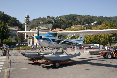 Cessna Seaplane I-SIPI, Lake Como Aero Club, Italy - August 2011のeditorial素材