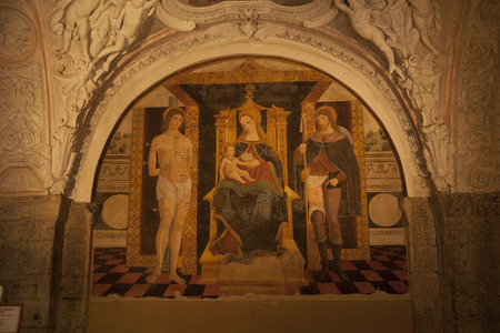Wall painting in Como Cathedral, Como, Lombardy, Italy, Europe - August 2011のeditorial素材