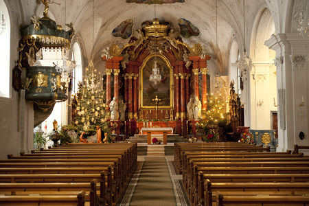 Wallfahrtskirche St. Maria Namen (Pilgrimage Church of St. Mary) in Melchtal, Switzerland, Europe - 30th December 2009のeditorial素材