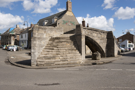 Trinity Bridge, 14th Century three-way stone arch bridge, Crowland, Lincolnshire, England - 27th April 2013のeditorial素材