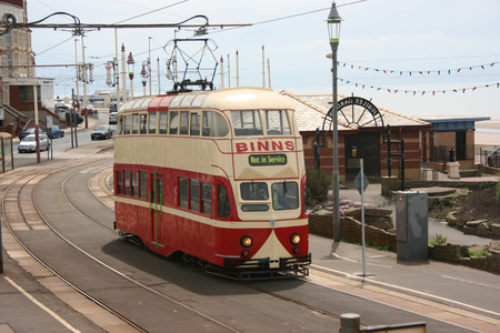 Blackpool number 703Â in Sunderland number 101Â - 1934 Balloon Car type Blackpool tramwayÂ tram - Blackpool, Lancashire, UK - 7th June 2010のeditorial素材