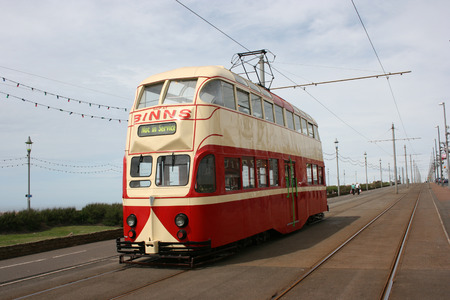 Blackpool number 703Â in Sunderland number 101Â - 1934 Balloon Car type Blackpool tramwayÂ tram - Blackpool, Lancashire, UK - 7th June 2010のeditorial素材