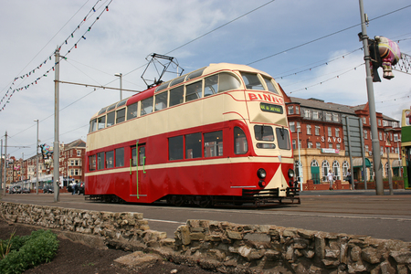 Blackpool number 703Â in Sunderland number 101Â - 1934 Balloon Car type Blackpool tramwayÂ tram - Blackpool, Lancashire, UK - 7th June 2010のeditorial素材