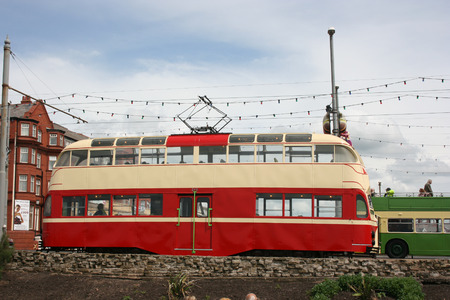 Blackpool number 703Â in Sunderland number 101Â - 1934 Balloon Car type Blackpool tramwayÂ tram - Blackpool, Lancashire, UK - 7th June 2010のeditorial素材