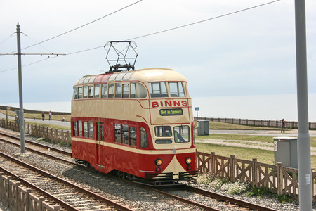 Blackpool number 703Â in Sunderland number 101Â - 1934 Balloon Car type Blackpool tramwayÂ tram - Blackpool, Lancashire, UK - 7th June 2010のeditorial素材