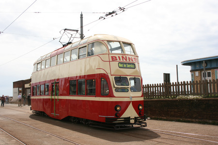 Blackpool number 703Â in Sunderland number 101Â - 1934 Balloon Car type Blackpool tramwayÂ tram - Blackpool, Lancashire, UK - 7th June 2010のeditorial素材