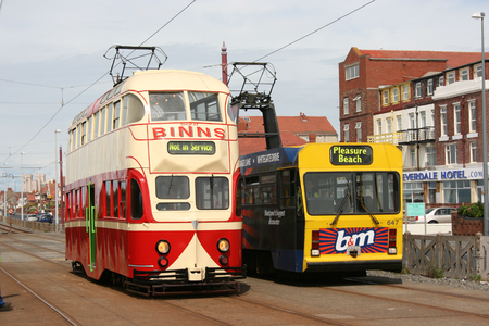 Blackpool number 703Â in Sunderland number 101Â - 1934 Balloon Car type Blackpool tramwayÂ tram - Blackpool, Lancashire, UK - 7th June 2010のeditorial素材