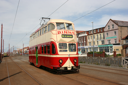 Blackpool number 703Â in Sunderland number 101Â - 1934 Balloon Car type Blackpool tramwayÂ tram - Blackpool, Lancashire, UK - 7th June 2010のeditorial素材