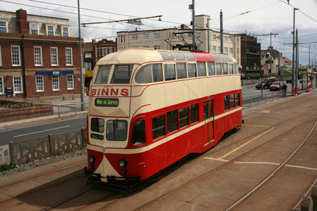 Blackpool number 703Â in Sunderland number 101Â - 1934 Balloon Car type Blackpool tramwayÂ tram - Blackpool, Lancashire, UK - 7th June 2010のeditorial素材