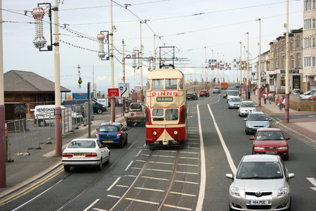 Blackpool number 703Â in Sunderland number 101Â - 1934 Balloon Car type Blackpool tramwayÂ tram - Blackpool, Lancashire, UK - 7th June 2010のeditorial素材