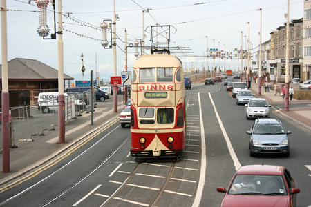 Blackpool number 703Â in Sunderland number 101Â - 1934 Balloon Car type Blackpool tramwayÂ tram - Blackpool, Lancashire, UK - 7th June 2010のeditorial素材