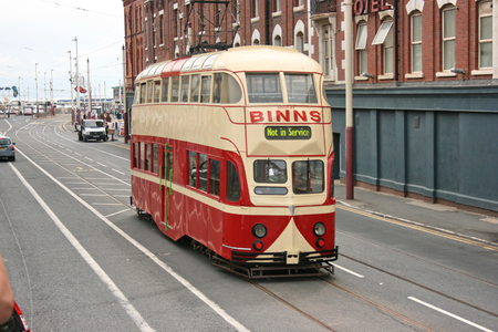 Blackpool number 703Â in Sunderland number 101Â - 1934 Balloon Car type Blackpool tramwayÂ tram - Blackpool, Lancashire, UK - 7th June 2010のeditorial素材
