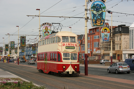 Blackpool number 703Â in Sunderland number 101Â - 1934 Balloon Car type Blackpool tramwayÂ tram - Blackpool, Lancashire, UK - 7th June 2010のeditorial素材