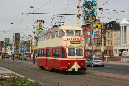 Blackpool number 703Â in Sunderland number 101Â - 1934 Balloon Car type Blackpool tramwayÂ tram - Blackpool, Lancashire, UK - 7th June 2010のeditorial素材