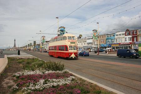 Blackpool number 703Â in Sunderland number 101Â - 1934 Balloon Car type Blackpool tramwayÂ tram - Blackpool, Lancashire, UK - 7th June 2010のeditorial素材