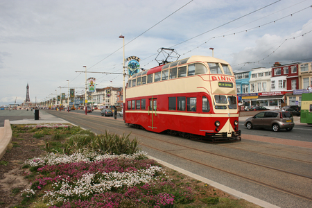 Blackpool number 703Â in Sunderland number 101Â - 1934 Balloon Car type Blackpool tramwayÂ tram - Blackpool, Lancashire, UK - 7th June 2010のeditorial素材
