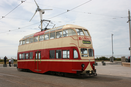 Blackpool number 703Â in Sunderland number 101Â - 1934 Balloon Car type Blackpool tramwayÂ tram - Blackpool, Lancashire, UK - 7th June 2010のeditorial素材