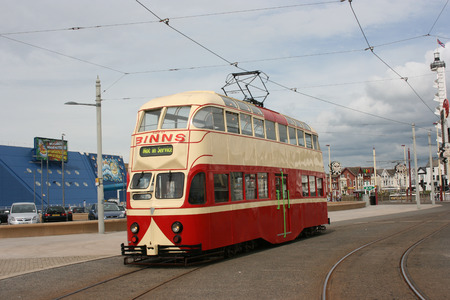 Blackpool number 703Â in Sunderland number 101Â - 1934 Balloon Car type Blackpool tramwayÂ tram - Blackpool, Lancashire, UK - 7th June 2010のeditorial素材