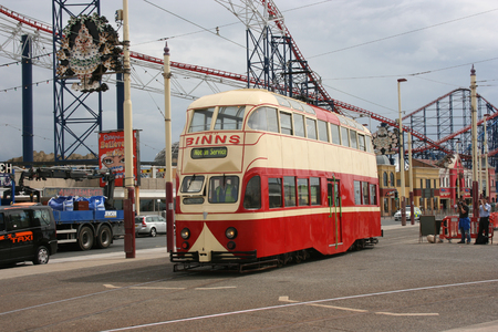 Blackpool number 703Â in Sunderland number 101Â - 1934 Balloon Car type Blackpool tramwayÂ tram - Blackpool, Lancashire, UK - 7th June 2010のeditorial素材