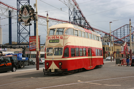 Blackpool number 703Â in Sunderland number 101Â - 1934 Balloon Car type Blackpool tramwayÂ tram - Blackpool, Lancashire, UK - 7th June 2010のeditorial素材