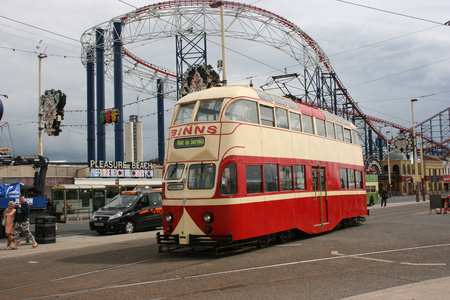 Blackpool number 703Â in Sunderland number 101Â - 1934 Balloon Car type Blackpool tramwayÂ tram - Blackpool, Lancashire, UK - 7th June 2010のeditorial素材