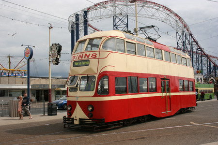 Blackpool number 703Â in Sunderland number 101Â - 1934 Balloon Car type Blackpool tramwayÂ tram - Blackpool, Lancashire, UK - 7th June 2010のeditorial素材