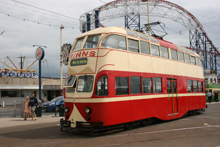 Blackpool number 703Â in Sunderland number 101Â - 1934 Balloon Car type Blackpool tramwayÂ tram - Blackpool, Lancashire, UK - 7th June 2010のeditorial素材