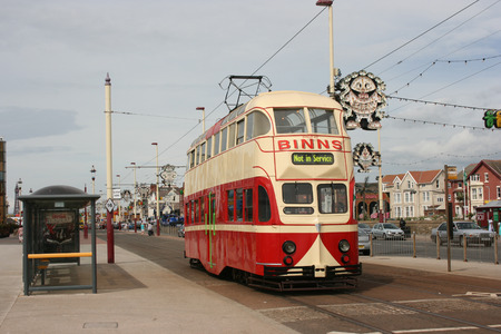 Blackpool number 703Â in Sunderland number 101Â - 1934 Balloon Car type Blackpool tramwayÂ tram - Blackpool, Lancashire, UK - 7th June 2010のeditorial素材