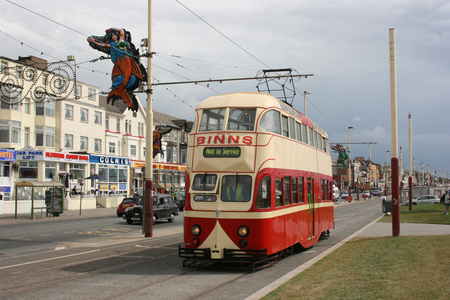Blackpool number 703Â in Sunderland number 101Â - 1934 Balloon Car type Blackpool tramwayÂ tram - Blackpool, Lancashire, UK - 7th June 2010のeditorial素材